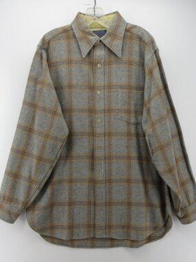 VINTAGE Pendleton Shirt Large Virgin Wool Plaid 70s 80s Heritage USA